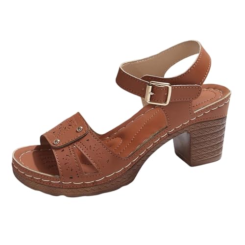 ReSin90s Damen Keilsandalen Pumps Sandale Mit Keilabsatz Elegant Weite H Sandaletten Keilabsatz Wedges Sommer Frauen Peeptoes Absatz Pantoletten Weiche Fußbett Pool Meer Strand Outdoor Sommerschuhe von ReSin90s