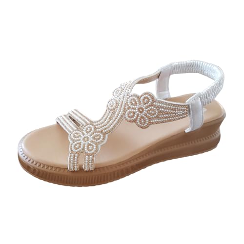 ReSin90s Damen Keilsandalen Pumps Sandale Mit Keilabsatz Sommer Bequem Elegant Sandalen Mit Strass Perlen Bohemia Strand Schuhe Für Spaziergänge Im Urlaub ReSin90s Damen Keilsandalen Pumps Sandale Mit Keilabsatz Sommer Bequem Elegant Sandalen Mit Strass Perlen Bohemia Strand Schuhe Für Spaziergänge Im Urlaub von ReSin90s