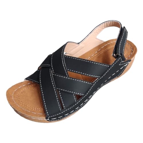 ReSin90s Damen Pantoletten Elegant Weite H Sandaletten Keilabsatz Wedges Sommer Frauen Peeptoes Absatz Pantoletten Freizeit Flach Sandalette Keilabsatz Keilpumps von ReSin90s