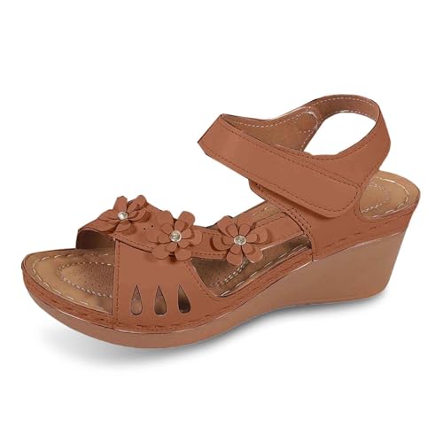 ReSin90s Damen Platform Sandale Mit Absatz Blumen Clogs Dicke Sohle Hausschuhe Leicht Und Weich Badeschuhe Sommerschuhe Hausschuhe Slide Leicht Badelatschen Slides Strand Schlappen von ReSin90s