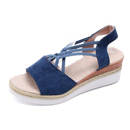 ReSin90s Damen Platform Slides Hausschuhe Mit Keilabsatz Orthopädische Sandals Slip-On Bequeme Slide Mit Offenem Zehenbereich Hausschuhe Leichte Dicke Sohlen Verstellbare Schnalle Ultra Cushion von ReSin90s