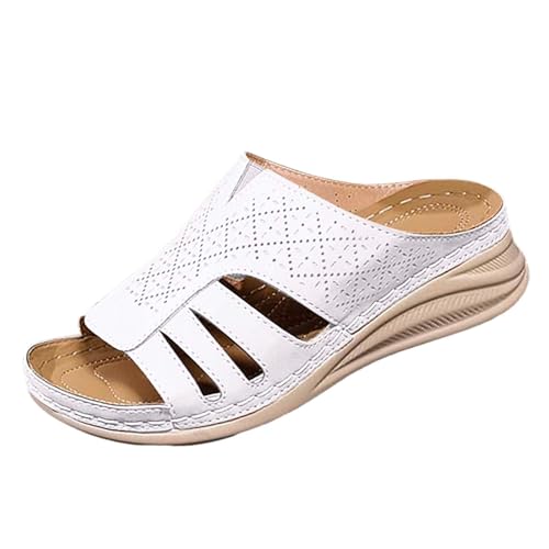 ReSin90s Damen Platform Slides Weiche Memory Schaum Gepolsterte Plateau Sandale Frauen Sommer Clip Toe Strand Sandale Pantoletten Hausschuhe Anti-Rutsch-Sandalen Strand Schlappen Keilsandalen von ReSin90s