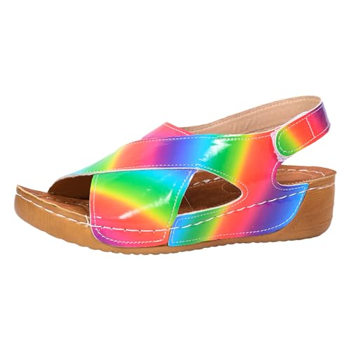 ReSin90s Damen -Plattform-Keilsandalen Frauen Bohemian Sandals Freizeit Strand Sandalette Römersandalen Für Spaziergänge Im Urlaub von ReSin90s