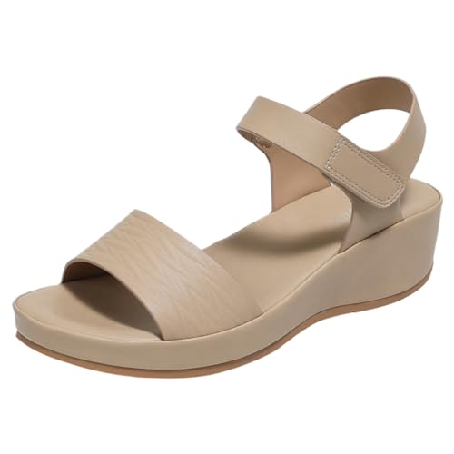 ReSin90s Damen Sandalen Mit Keilabsatz Sommer Elegant Sandaletten Casual Keilsandalen Pantoletten Peeptoe Wedge Weiche Fußbett Pool Meer Strand Outdoor Sommerschuhe von ReSin90s