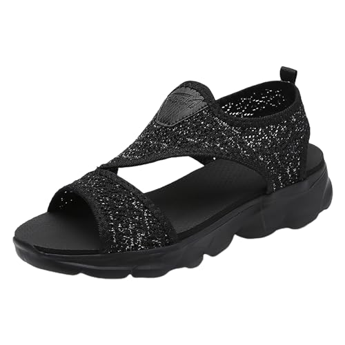 ReSin90s Damen Sandalen Mit Keilabsatze Elegant Weite H Sandaletten Keilabsatz Wedges Sommer Frauen Peeptoes Absatz Pantoletten Strandschuhe Keilabsatz Pumps Freizeitsandale Damensandalen von ReSin90s