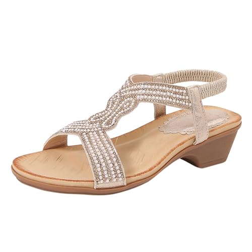 ReSin90s Damen Sandalen Mit Keilabsatze Mit Offener Zehenpartie Elegante Plateau Sandals Weiche Fußbett Pool Meer Strand Outdoor Sommerschuhe von ReSin90s