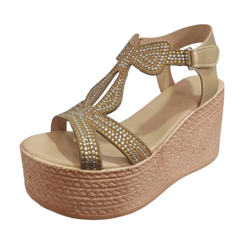 ReSin90s Damen Sandalen Mit Keilabsatze Sommer Elegant Sandaletten Casual Keilsandalen Pantoletten Peeptoe Wedge Freizeit Flach Sandalette Keilabsatz Keilpumps von ReSin90s