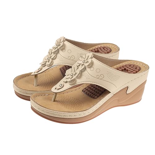 ReSin90s Damen Sandalen Sommer Flip Flops Mit Fußbett Pantoffeln Elegant Orthopädische Sommerschuhe Stand Flipflop Bequem Sandaletten Barfuss Schuhe Freizeit Damen-Hausschuhe Slippers von ReSin90s