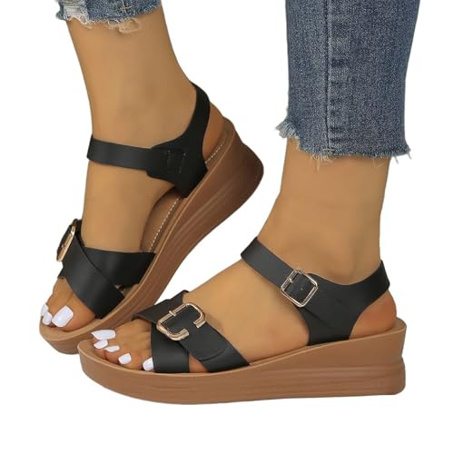 ReSin90s Damen Sandalen Sommer Mit Arch Support Komfortable Schaumstoff Rutschen Bequem Leicht Sandaletten Elegant Mode Trekkingsandalen Pantoletten Hausschuhe Mit Verstellbaren Riemen von ReSin90s