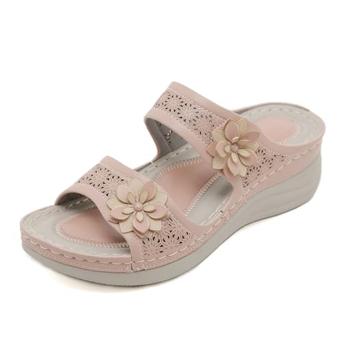 ReSin90s Damen Sandalen Sommer Sport Weiche Bequem Fussbett Sommerschuhe Sommersandalen Open Toe Wedges Strand Im Freien Dicke Boden Sandalen Pantoletten Hausschuhe Mit Verstellbaren Riemen von ReSin90s