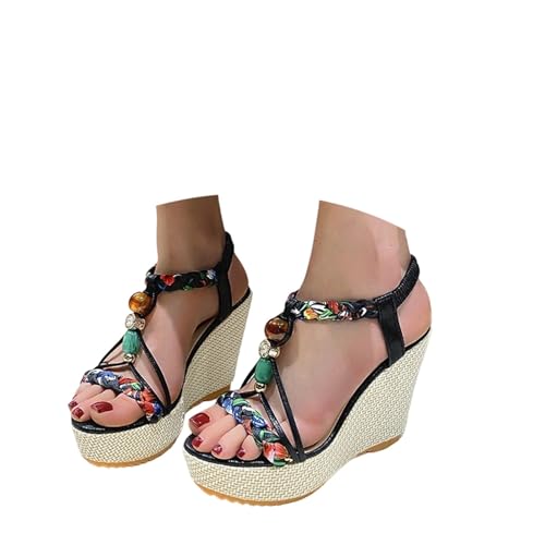 ReSin90s Damen Sandalen Waschbare Slingback Orthopädische Slide Sandalen Strand Bequem Slingback Kleid Schuhe Anti-Rutsch Sommerschuhe Casual Mode Strick Sandale Plateau Strandsandaletten von ReSin90s