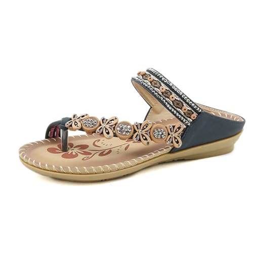 ReSin90s Damen Schlappen Flip Flops Sommer Pantolette Leichte Bequeme Big Toe Hausschuhe Elegant High Heels Sandale Offen Strand Keilabsatz Pantoletten Flip-Flops Rutschfeste Plattform Strandsandalen von ReSin90s