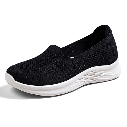 ReSin90s Damen Slip on Sneaker Weite H Krankenschwester Sommerschuhe Sommer Leicht Walkingschuhe Bequem Sneaker Mit Keilabsatz Wanderschuhe Halbschuhe Sommerschuhe Traillaufschuhe Minimalistische von ReSin90s