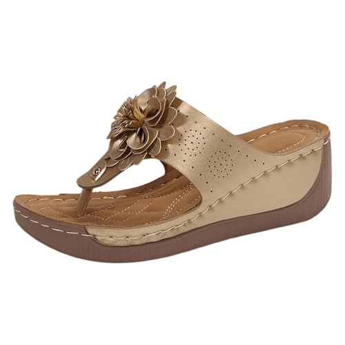 ReSin90s Damen Sommer Flip Flops Keilsandalen Plateau Elegant Sommer Pantoletten Sommerschuhe Orthopädische Sandale & Slides Festliche Offene Schuhe Für Strand Urlaub Pools von ReSin90s