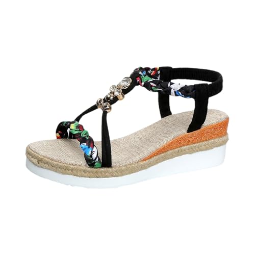 ReSin90s Damen Sommer Sandalen Mit Keilabsatze Elegant Weite H Sandaletten Keilabsatz Wedges Sommer Frauen Peeptoes Absatz Pantoletten Für Spaziergänge Im Urlaub von ReSin90s