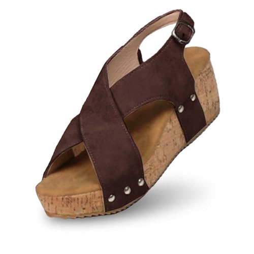 ReSin90s Damen Sommer Sandalen Mit Keilabsatze Elegant Weite H Sandaletten Keilabsatz Wedges Sommer Frauen Peeptoes Absatz Pantoletten Weiche Fußbett Pool Meer Strand Outdoor Sommerschuhe von ReSin90s