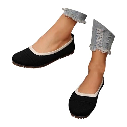 ReSin90s Flache Damenschuhe Klassische Loafer Mokassins Stoffschuhe Bequeme Sommerschuhe Runde Zehenpartie Loafers Leichte Ballerinas Schlupfschuhe von ReSin90s