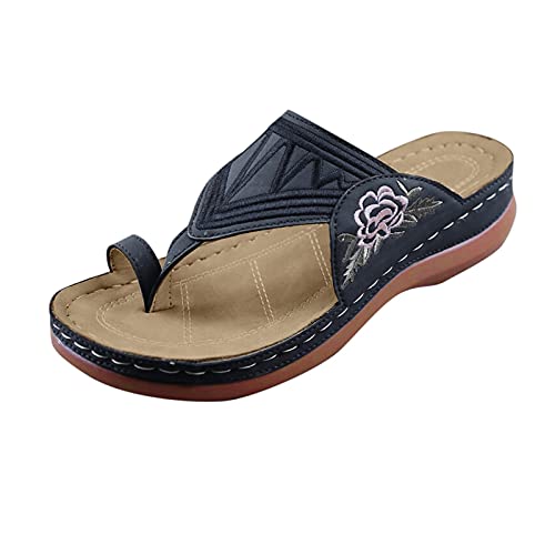 ReSin90s Flip Flops Damen Sandalen Sommer Pantolette Leichte Bequeme Big Toe Hausschuhe Elegant Mode Orthopädische Der Stoff Leicht Pantoletten Slipper Strandschuhe von ReSin90s