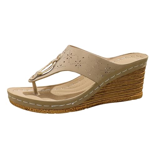 ReSin90s Flip Flops Damen Sommer Elegant Sommerschuhe Bequem Keilabsatz Plateau Schuhe High Heels Sandale Offen Strand Keilabsatz Pantoletten Strandsandalen Sommerschuhe von ReSin90s