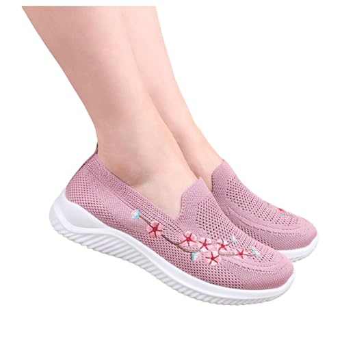 ReSin90s Freizeitschuhe Damen Slip on Strick Schuhe Mokassins Gymnastikschuhe Sneaker Elegant Loafer rutschfest Atmungsaktiv Leichtgewichts Sommerschuhe Traillaufschuhe Minimalistische von ReSin90s