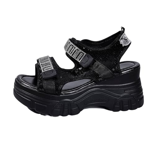 ReSin90s Keilsandalen Damen Sandaletten Mit Absatz Elegant Weite H Sandaletten Keilabsatz Wedges Sommer Frauen Peeptoes Absatz Pantoletten Weiche Fußbett Pool Meer Strand Outdoor Sommerschuhe von ReSin90s