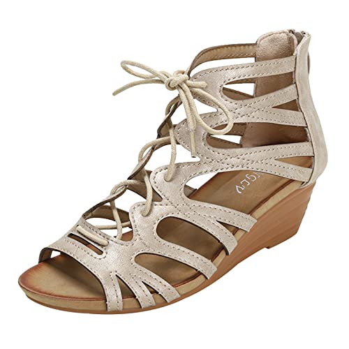 ReSin90s Keilsandaletten Damen Mit Keilabsatz Sommer Elegant Sandaletten Casual Keilsandalen Pantoletten Peeptoe Wedge Freizeit Sommerschuhe Damensandalen Strandschuhe von ReSin90s
