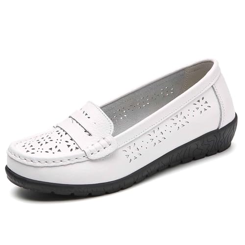 ReSin90s Mokassins Damen Loafer Sommer Passform Weich Und Bequem Weiches Loafer Leichte Elegant Schlupfschuhe Ohne Absatz Vegan Mit Schnalle von ReSin90s