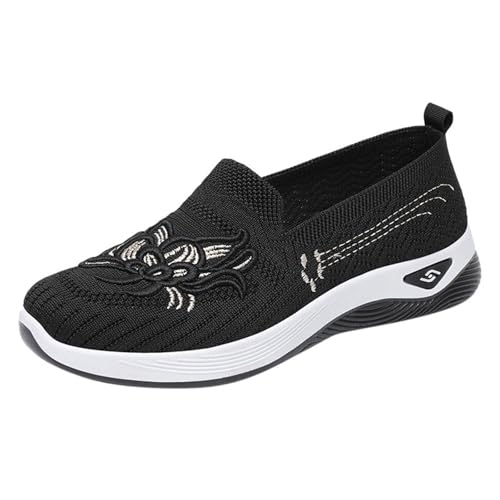 ReSin90s Orthopädische Schuhe Damen Slip on Strick Schuhe Mokassins Gymnastikschuhe Sneaker Elegant Loafer Mit Keilabsatz Wanderschuhe Halbschuhe Memory Foam Turnschuhe Sportschuhe von ReSin90s