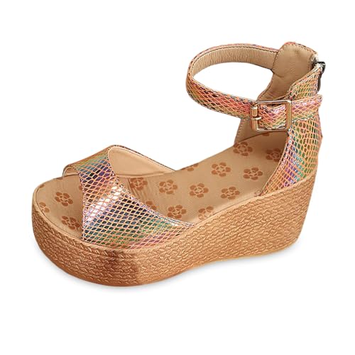 ReSin90s Plateau Sandalen Damen Elegant Weite H Sandaletten Keilabsatz Wedges Sommer Frauen Peeptoes Absatz Pantoletten Weiche Fußbett Pool Meer Strand Outdoor Sommerschuhe von ReSin90s