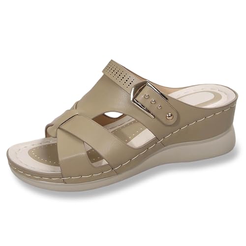 ReSin90s Sandalen Damen Leichte Sandale Mesh Weiche Sohle Damenschuhe Open Toe Wedges Strand Im Freien Dicke Boden Sandalen Open Toe Summer Comfortable Holiday Sandals Riemchensandalen von ReSin90s