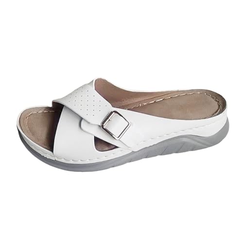ReSin90s Sandalen Damen Mit Keilabsatz Reißverschluss Plateau Frauen Schuhe Bequem Sandaletten Leichte Orthopedische Sandals Schuhe Sommerschuhe Casual Ankle Elastic Strandsandaletten Flip Flops von ReSin90s