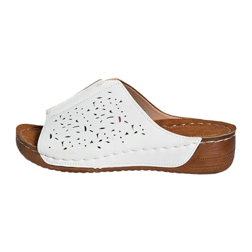 ReSin90s Sandalen Damen Mit Strass Perlen Bohemia Strand Schuhe Sommerschuhe Mit Keilabsatz Sommerschuhe Komfortable Strandsandalen Frauen Sommersandalen Flache Bequem Sandaletten von ReSin90s