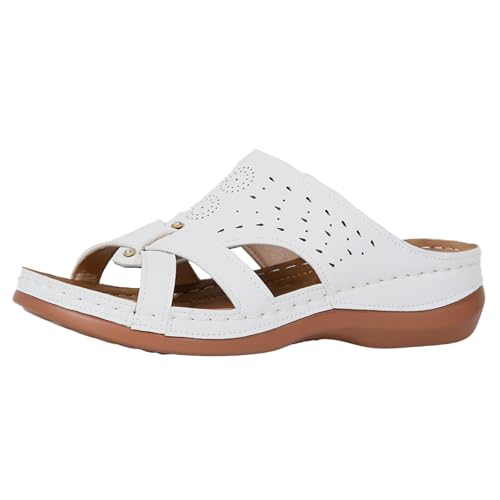 ReSin90s Sandalen Damen Sommer Bequem Bequeme Folien Dicke Sohlen Flache Sandale Sommersandalen Open Toe Wedges Strand Im Freien Dicke Boden Sandalen Freizeit Low Wedge Sandalette Strandsandaletten von ReSin90s