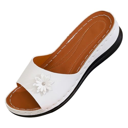 ReSin90s Sandalen Damen Sommer Bequem Mit Keilabsatz Mit Verstellbarem Riemen Bequem Sommerschuhe Leichte Orthopedische Sandals Schuhe Sommerschuhe Keilsandalen Elegant Bequem Strandsandaletten von ReSin90s