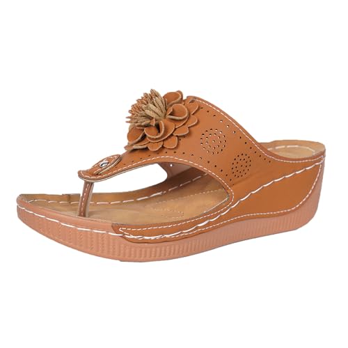 ReSin90s Sandalen Damen Sommer Bequem Orthopädische Flip Flops Pantoletten Rutschfest Badeschlappen Slipper Sandalen Sommer Latschen Schlappen Hausschuhe von ReSin90s