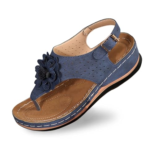 ReSin90s Sandalen & Slides Für Damen Sommer Flache Sandalette Bohemia Sandals Mit Strass Freizeit Strand Schuhe Orthopädische Sandalen Casual Ankle Elastic Flip Flops Geflochtene von ReSin90s