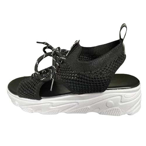 ReSin90s Sandaletten Damen Mit Keilabsatz Elegant Weite H Sandaletten Keilabsatz Wedges Sommer Frauen Peeptoes Absatz Pantoletten Weiche Fußbett Pool Meer Strand Outdoor Sommerschuhe von ReSin90s
