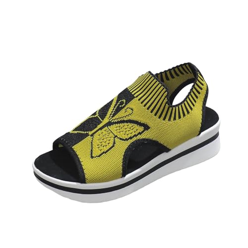 ReSin90s Sandaletten Damen Mit Keilabsatz Sommer Sandaletten Frauen Schuhe Keilabsatz Absatz Wedges Anti-Rutsch-Sandalen Leicht Sommer Strandsandalen von ReSin90s