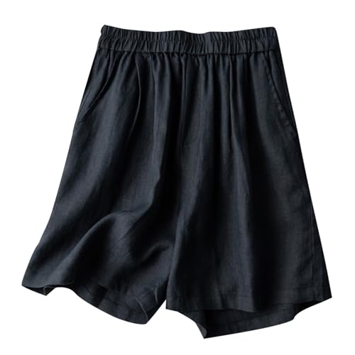 ReSin90s Shorts Damen Sommer Leinen Musselin Kurze Hosen Freizeit Hotshorts High Waist Damen-Short Pants Locker Strandhose Einfarbig Freizeit Sweatpants von ReSin90s