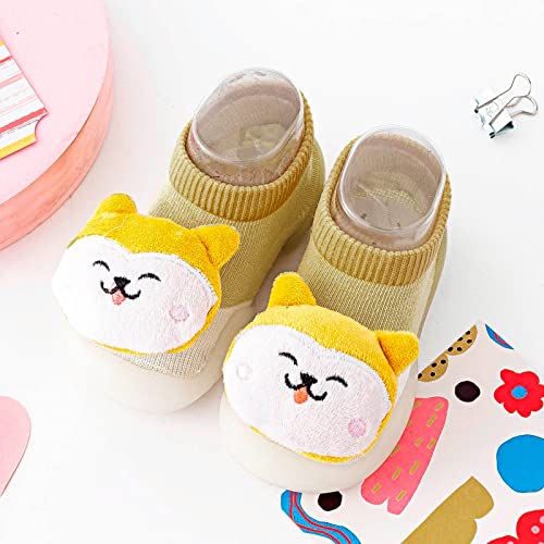 ReSin90s Sockenschuhe Baby Krabbelschuhe Lauflernschuhe rutschfeste Socken Schuhe Hausschuhe Mit Anti-Rutsch Weiche Sohle Socken Kinderschuhe Babybodenschuhe Für Mädchen Jungen von ReSin90s