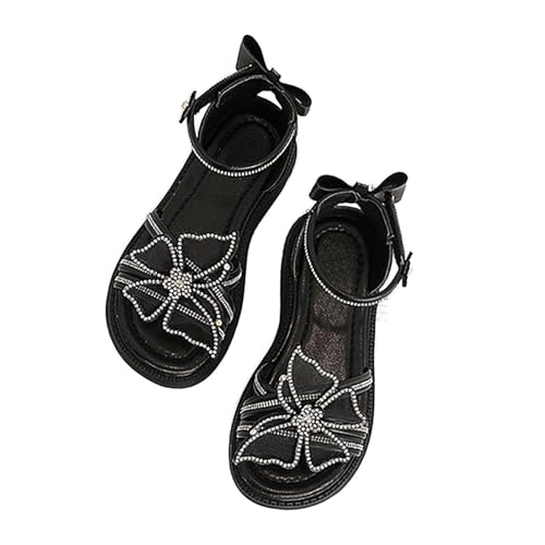 ReSin90s Sommer Kinder Sandalen Mädchen Offene Spitze Knöchelriemen Kleid Schuhe Hochzeit Für Kleinkind Bowknot Prinzessin Schuhe Rutschfeste Hausschuhe Strandschuhe Outdoor Walking Schuhe von ReSin90s
