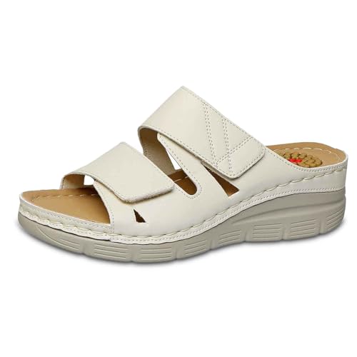 Sandalen Damen Casual Wedge Peep Toe High Heel Plattform Sandale Anti-Rutsch Waschbare Slingback Orthopädische Slide Sandalen Casual Ankle Elastic Strandsandaletten Flip Flops von ReSin90s
