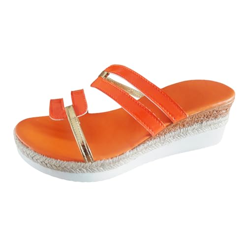 Sandalen Damen Elegant Casual Wedge Peep Toe High Heel Plattform Sandale Anti-Rutsch Open Toe Strandsandalen Slingback Elastischen Schuhe Casual Mode Strick Sandale Plateau Strandsandaletten von ReSin90s