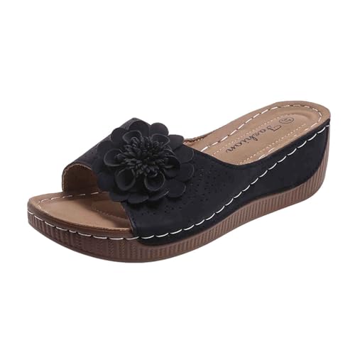 Sandalen Damen Sommer Bequem Mit Strass Perlen Bohemia Strand Schuhe Sommerschuhe Low Wedge Sandalen Mit Offener Zehenpartie Sommerschuhe Pantoletten Hausschuhe Mit Verstellbaren Riemen von ReSin90s