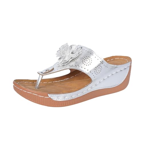 Sandalen Damen Sommer Bequem Plattform Keilabsatz Zehentrenner Sandale Sommerschuhe Orthopädische Sandale & Slides Festliche Offene Schuhe Schlappen Badelatschen Hausschuhe Badesandalen von ReSin90s