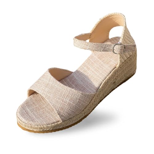 Sandalette Damen Casual Damen Wedge Peep Toe High Heel Plattform Pantoletten Freizeit Flach Sandalette Keilabsatz Keilpumps von ReSin90s