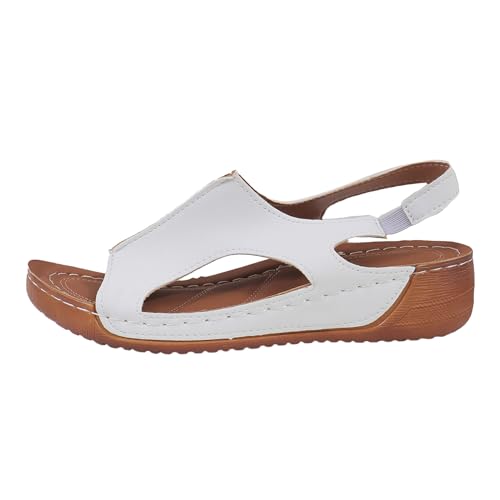Sandaletten Damen Casual Wedge Peep Toe High Heel Plattform Sandale Anti-Rutsch Waschbare Slingback Orthopädische Slide Sommerschuhe Casual Ankle Elastic Strandsandaletten Flip Flops von ReSin90s