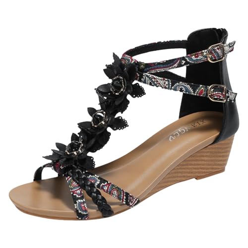 Sandaletten Damen Mit Keilabsatz Casual Damen Sommer Elegant Wedge Peep Toe High Heel Plattform Pantoletten Freizeit Flach Sandalette Keilabsatz Keilpumps von ReSin90s