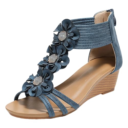 Sommerschuhe Damen Mit Absatz Casual Damen Sommer Elegant Wedge Peep Toe High Heel Plattform Pantoletten Freizeit Flach Sandalette Keilabsatz Keilpumps von ReSin90s