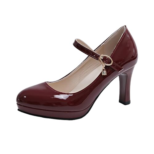 Trachtenschuhe Damen Pumps High Heels Pumps Riemchen Blockabsatz Geschlossen Schuhe Elegant Dirndl Schuhe Mit Riemchen Elegant Tanzschuhe für Hochzeiten und Partys von ReSin90s